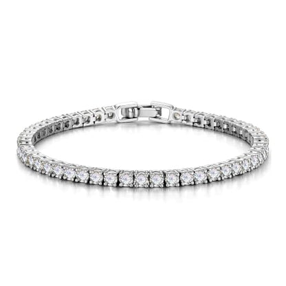 Yoosteel 14K-Gold-Plated/White-Gold-Plated Tennis Bracelet for Women,3mm CZ | Dainty Cubic Zirconia Bracelets,Classic Tennis Bracelet,Trendy Simple CZ Jewelry Gifts,6.5/7/7.5 Inch Bracelets - color: Four Claws-14K-White Gold-Plated, size: 7