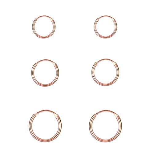 EPIRORA Silver Hoop Earrings- Cartilage Endless Small Hoop Earrings Set for Women Men, 3 Pairs of Hypoallergenic 925 Sterling Silver Tragus Earrings Nose Lip Rings - color: 3 Pairs(8/10/12mm)-Rose Gold