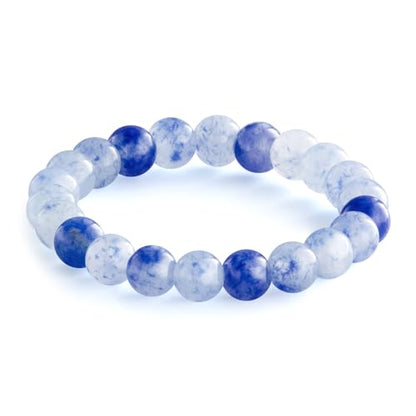 NLIEO Handmade Natural Gemstone Crystal Beaded Stretch Band Ring for Women | Handmade, 3mm Natural Stone, Size 7-12, Stretchy, Beaded Jewelry, Green Bead Rings, Trendy Jewelry Gift - style: Blue Aventurine