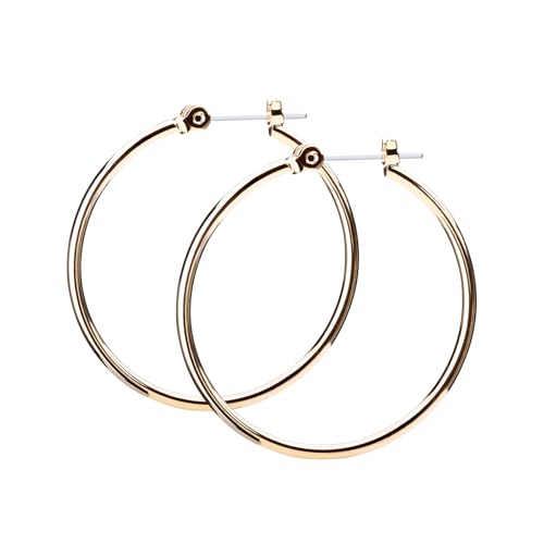 LOKUMI Resin Post Hoop Earrings | Hypoallergenic & Nickel-Free | Made in Japan | Available in 6 sizes and 3 finishes: Silver, 24K Gold, and Pink Gold - color: 25mm 24K gold plated