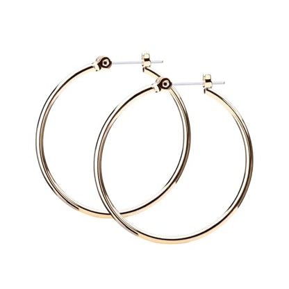LOKUMI Resin Post Hoop Earrings | Hypoallergenic & Nickel-Free | Made in Japan | Available in 6 sizes and 3 finishes: Silver, 24K Gold, and Pink Gold - color: 25mm 24K gold plated