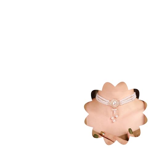 Xerling Vintage 1920s Layered Faux Pearl Choker Necklaces Imitation Pearl Rhinestones Pendant Chains Flapper Costume Necklaces for Party
