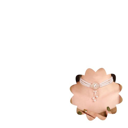 Xerling Vintage 1920s Layered Faux Pearl Choker Necklaces Imitation Pearl Rhinestones Pendant Chains Flapper Costume Necklaces for Party