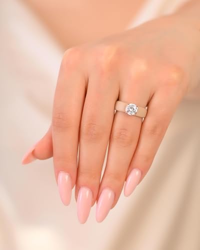 Rinfit Silicone Ring with Stone, Round Cut CZ | AAAAA Grade Cubic Zirconia, Solitaire Engagement Ring for Her, Flexible Rubber Wedding Band for Women, Patented Design - color: Pack B: Nude / Rose Gold