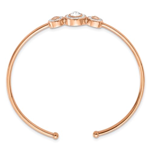 Chisel Crystal Cuff Bangle in Rose-Tone Stainless Steel, 10mm