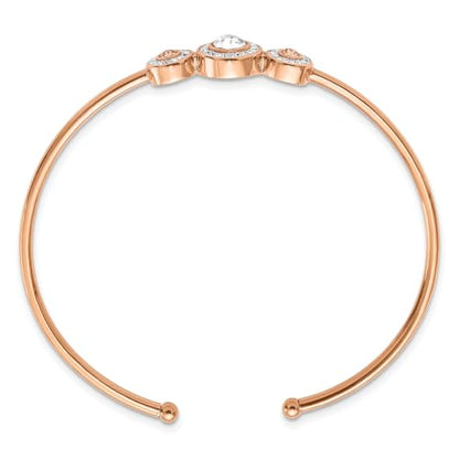 Chisel Crystal Cuff Bangle in Rose-Tone Stainless Steel, 10mm