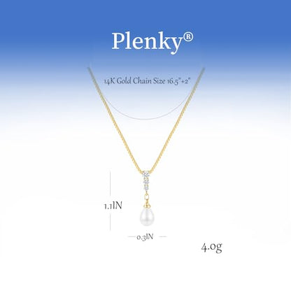Plenky Pearl Necklaces for Women-14k Gold Plated Layered-Single Pearl Necklace Simple Pearl Choker Necklaces for Women Trendy Cute Gold Necklace Jewelry for Women Gifts - style: 3 CZ Pearls Necklace