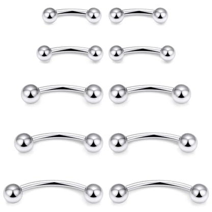 20G 16G 14G 12G Eyebrow Ring Piercing Jewelry Surgical Steel Vertical Labret Lip Ring Rook Daith Earrings Navel Small Tiny Belly Button Ring Piercing Jewelry for Women Men Silver Black Gold - color: Silver, size: 14G