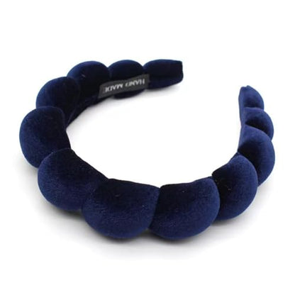 Fashion Headbands for Women Padded Fabric Hair Bands Wide Velvet Non Slip Headband Hair Accessories for Women Girls (Navy Blue) - color: Navy Blue