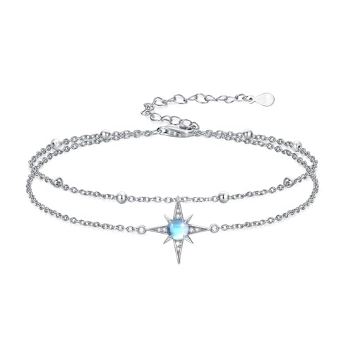 Moonstone Bracelet for Women 925 Sterling Silver Moonstone Bracelet Adjustable Jewelry Gift for Women - style: Star Bracelet #2