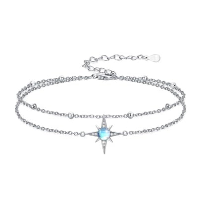 Moonstone Bracelet for Women 925 Sterling Silver Moonstone Bracelet Adjustable Jewelry Gift for Women - style: Star Bracelet #2
