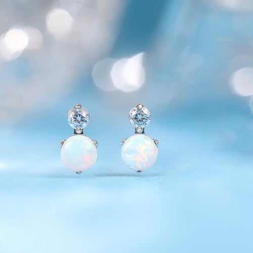 Limerencia G23 Pure Titanium Hypoallergenic Earrings | F136 Implant Grade Titanium Jewelry for Sensitive Ears - color: CZ + White Opal