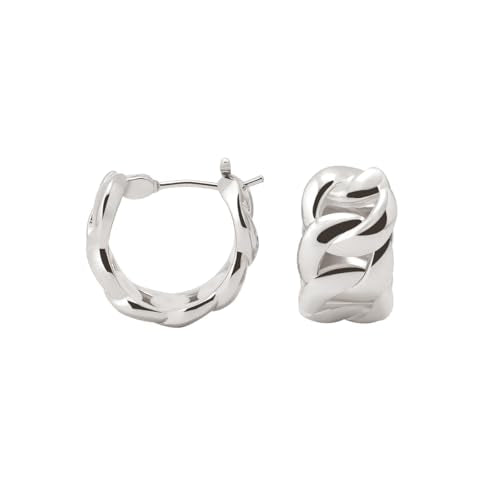 RENAIZ Dainty Lightweight Hoop & Stud Earrings for Women – 14K Gold Plated & Rhodium Plated, Minimalist Geometric Hypoallergenic Jewelry, Tiny Dainty Everyday Studs and Hoops - color: White Gold, style: Twist