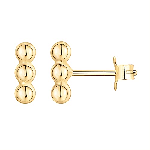PAVOI 14K Gold Plated 925 Sterling Silver CZ Simulated Diamond Earrings | Dainty Geometric Shape Mini Bar Stud Earrings for Women - color: Yellow Gold, style: Dot