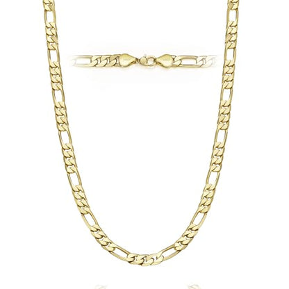 Gold Necklace for Women & Men,14k Gold Figaro Chain Necklace Chunky Statement Dainty Trendy Charm Necklace Jewelry Gifts Size 18-24 Inches Simple Unisex Cadenas De Oro Para Mujer 14k - size: 6MM
