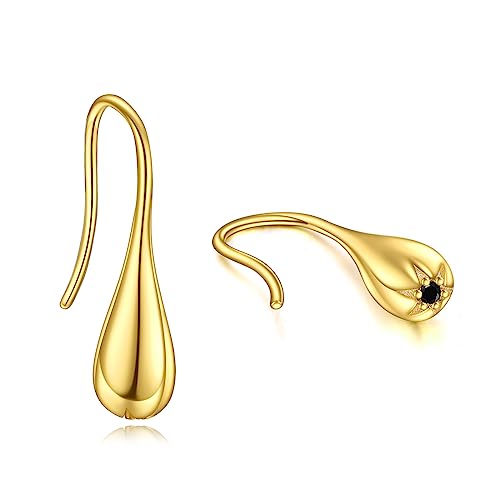 Pull Through Teardrop Dangle Earrings 925 Sterling Silver Simple Water Drop Earrings Birthday Mother's Day Christmas Gifts for Women - style: gold teardrop earrings