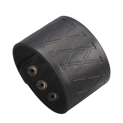 GelConnie Leather Cuff Bracelet Punk Braided Bracelets Rock Leather Wristbands Faux Mens Leather Bracelet Gothic Viking Bangle Adjustable Wrap Bracelet for Women,Men - color: MLPB087-Black