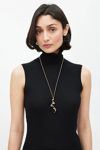 PEARLADA 18k Gold Plated Chain Long Necklace, Boho Sweater Necklace for Women, Geometric Pendant Y Necklace - color: Wave