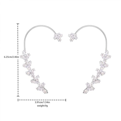 2Pcs Rhinestone Butterfly Earrings Ear Cuffs Non-Pierced Fake Earrings Butterfly Climber Wrap Around Earring Dainty Adjustable Ear Clip Jewelry for Women - color: Style9-silver