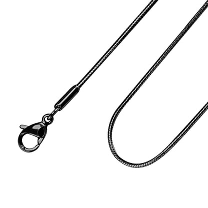 555Jewelry 1.2mm Stainless Steel Snake Chain Necklace for Men & Women, 16-28 Inch - color: Black