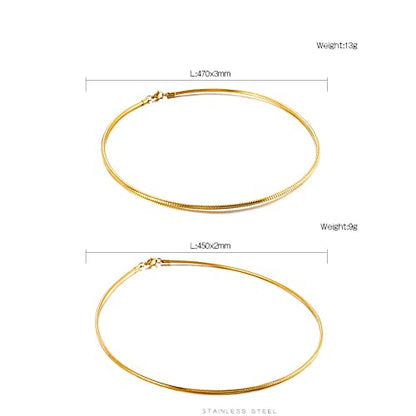 JAJAFOOK Minimalist Round Gold-Tone Bar Necklace Simple Fashion High Neck Choker Female King Neckwire - color: Gold-17.7in*2mm