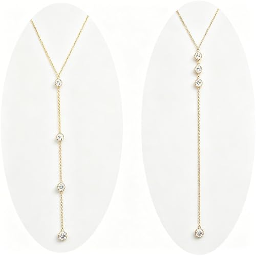 Rhinestone Back Chain Necklace Bridal Wedding Backdrop Body Jewelry for Women Summer Body Chain Necklace Shoulder Back Chain