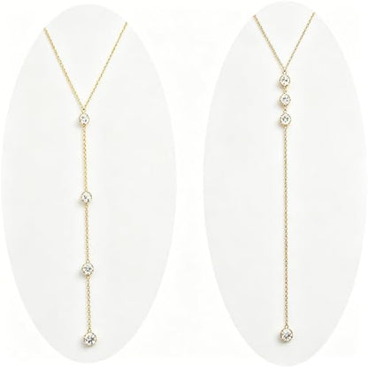 Rhinestone Back Chain Necklace Bridal Wedding Backdrop Body Jewelry for Women Summer Body Chain Necklace Shoulder Back Chain