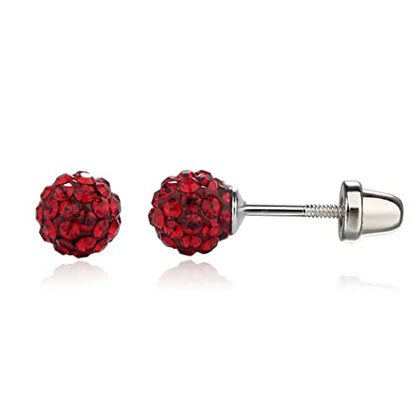 Cherished Moments .925 Sterling Silver Simulated Birthstone Pave Ball Screw-Back Earrings for Little Girls and Kids - color: 07-July