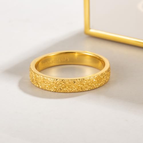 Dankadi Simple Fashion S925 Sterling Silver Ring Smooth Plain Dome Comfort Solid Silver Wedding Ring For Men & Women 3.5 mm 3-13# 24k Real Gold Plated Jewelry - color: Fashion Gold