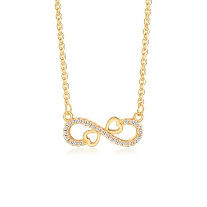 Gold Plated Pendant Necklaces for Women Cubic Zirconia Accent 18 Inch Adjustable Chain Hypoallergenic Gift for Wife Mom Birthday Valentines Day - style: Infinity