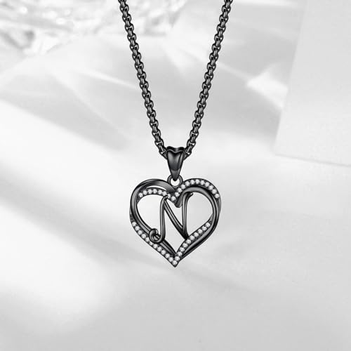 INFUSEU Unique Initial Necklaces for Women Girls Small Heart Letter Jewelry, Meaningful Personalized Gifts - style: N