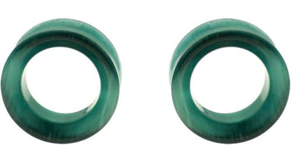 Cats Eye Glass Ear Gauges - color: HOLLOW EMERALD CATS, size: 16mm- 5/8 inch