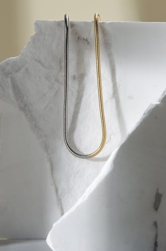 Non Tarnish Mixed Metal Necklace | Waterproof 18k Real Gold Plated Snake Chain | Snake Chain | PVD coated | Gold and Silver Jewelry | Two Tone Necklace