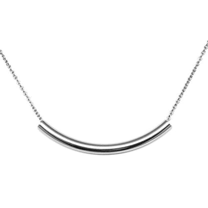 Loralyn Designs Stainless Steel Silver Curved Bar Necklace Non Tarnish Minimalist Women