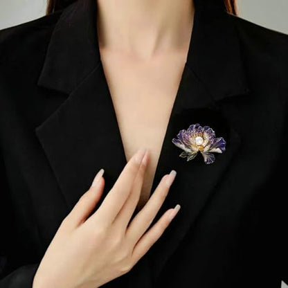 SYWDUDUCLT Fashion Elegant Brooches for Women Brooch, Suitable For Party And Daily Wear On Many Occasions - style: Peony-Purple