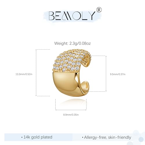 Gold Ear Cuff for Women, 14K Gold Plated Single Non-Pierced Earring with Micro-Pave Cubic Zirconia Adjustable Open Ear Clip for Daily Wear & Special Occasions - color: ear cuff-S 007