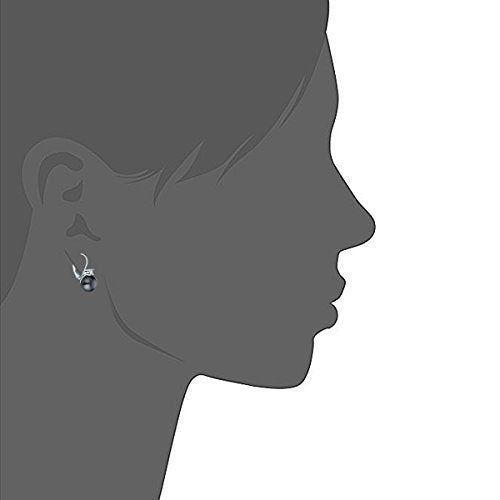 JO WISDOM 925 Sterling Silver Cubic Zirconia Freshwater Cultured Pearl Drop & Dangle Leverback Earrings - color: 8mm-black
