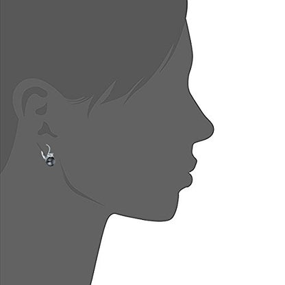 JO WISDOM 925 Sterling Silver Cubic Zirconia Freshwater Cultured Pearl Drop & Dangle Leverback Earrings - color: 8mm-black