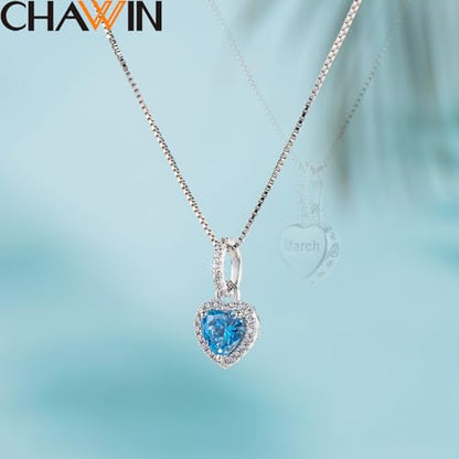 CHAWIN Birthstone Charms, 925 Sterling Silver Heart Dangle Charm, Sparkling CZ Compatible with Pandora Charm Bracelet, Necklace, Birthday Gifts for Women/Wife/Mother - style: 03# March