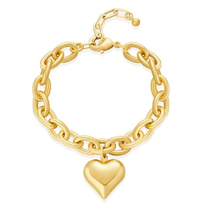 Gold & Silver Heart Chain Link Bracelets For Women - color: AMZ-SL21784A