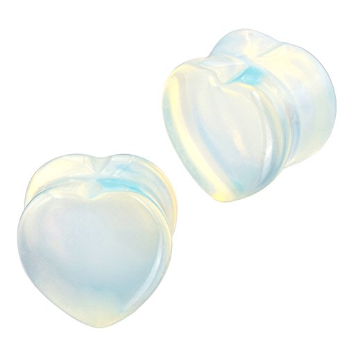 Oyaface 8 PCS Natural Stone Ear Plugs Set Piercing Gauges Black Pink Blue White - color: 00G (10mm), 8 PCS Heart