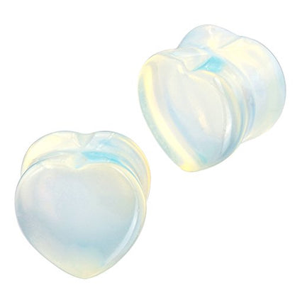 Oyaface 8 PCS Natural Stone Ear Plugs Set Piercing Gauges Black Pink Blue White - color: 12mm(1/2"), 8 PCS Heart