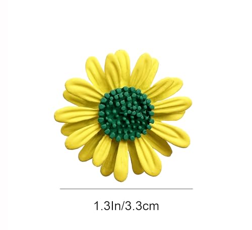 6 Pcs Daisy Flower Brooches, Sunflower Lapel Pins, Sun Flower Brooches, Floral Lapel Pins for Women Fashion Jewelry Accessories - color: Yellow
