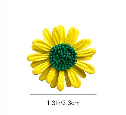 6 Pcs Daisy Flower Brooches, Sunflower Lapel Pins, Sun Flower Brooches, Floral Lapel Pins for Women Fashion Jewelry Accessories - color: Yellow