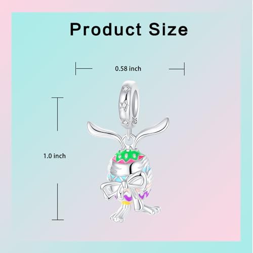 Family Love Mother Daughter Grandma Charm 925 Sterling Silver fits Bracelets Necklace Pendant Bead Charms Jewelry Gift for Women Family Friends - color: Easter Egg Charm