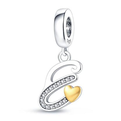 HappyStar Sterling Silver Letter Charms for Bracelets Alphabet Initial Dangle Charms Bead fit Pandora Bracelets Jewelry Gifts for Women - color: Letter charms E