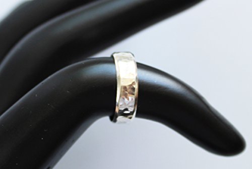TOE RINGS & THINGS | 5mm Wide Hammered Toe Ring .925 Sterling Silver | Adjustable Size | Unisex Style for Men or Women