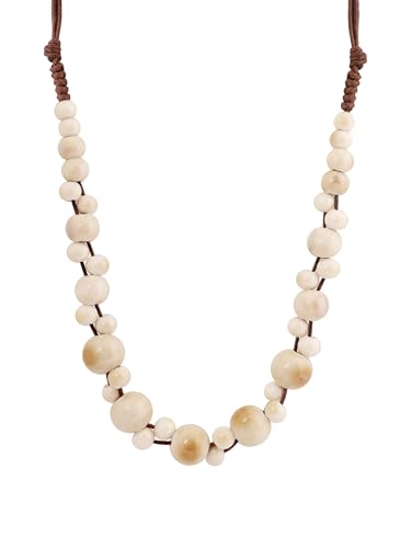 MINACHI Hippie Boho Colorful Ceramic Round Beads Strand Necklace, Bohemian Fashion Statement Jewelry Gift for Women - color: S06