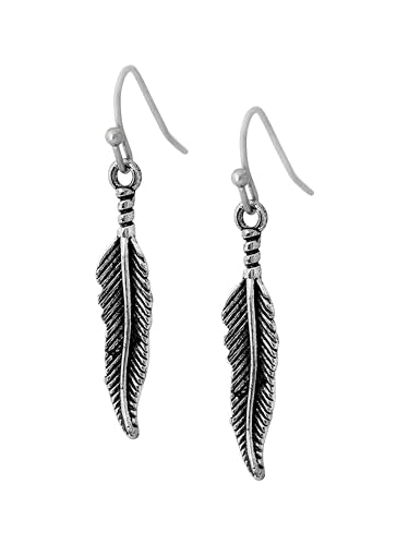 HAQUIL Vintage Antique Feather Dangle Drop Earrings, Native American Tribal Jewelry Gift for Women