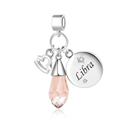 LSxAB Birthday Birthstone Zodiac Sign Charm Compatible with Pandora Charms Bracelets for Women - style: 10 Libra